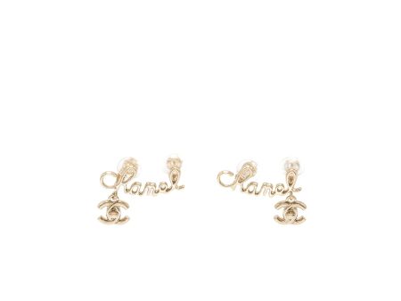 Chanel letter and cc drop ear clip gold tone on Sale