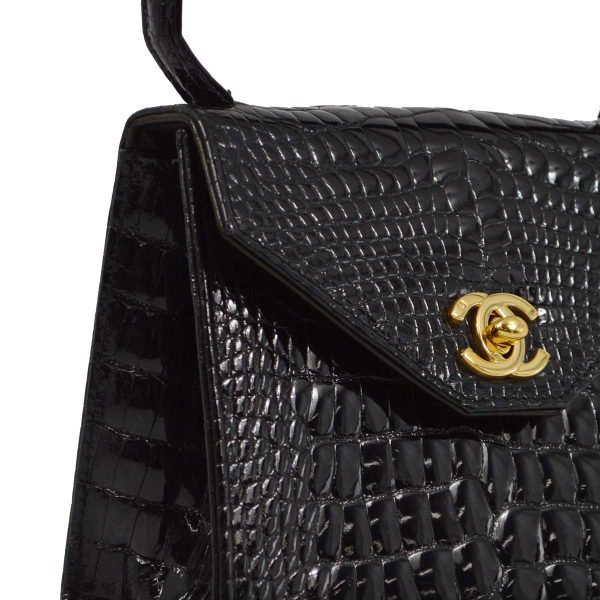 Chanel * 1996-1997 Black Crocodile Handbag Supply