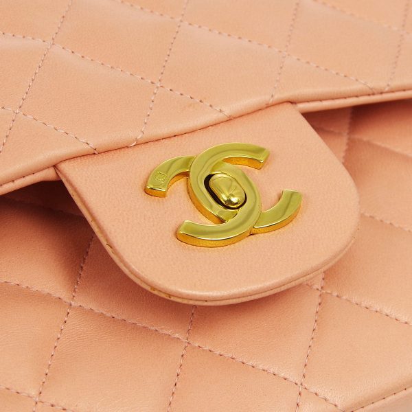 Chanel * 1994-1996 Pink Lambskin Small Classic Double Flap Shoulder Bag Hot on Sale