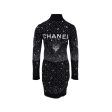 Chanel Size 38 20N Half Zip Dress Wool Polyamide Black White Navy Blue Online