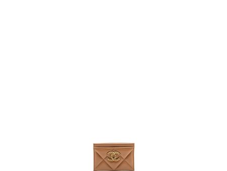 Chanel 19 Card Holder Lambskin Caramel GHW (Microchip) Sale