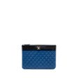 Chanel CC Logo Quilted Zip Pouch   Clutch shiny sheepskin Black  Blue GHW Discount