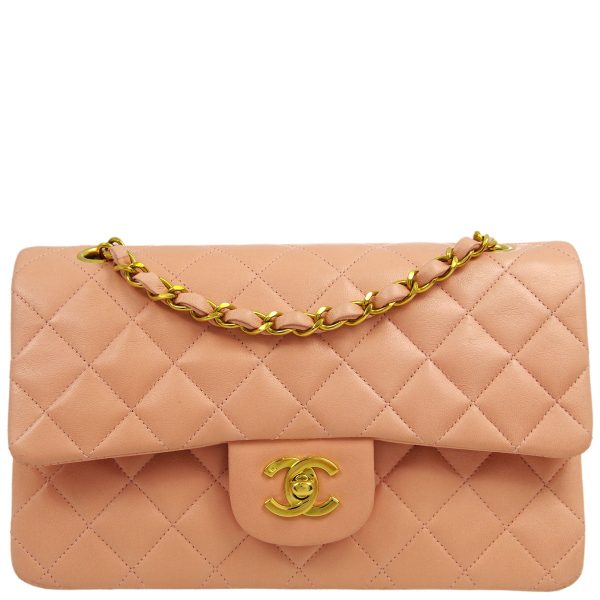 Chanel * 1994-1996 Pink Lambskin Small Classic Double Flap Shoulder Bag Hot on Sale