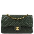 Chanel * 1989-1991 Green Lambskin Medium Classic Double Flap Shoulder Bag For Sale