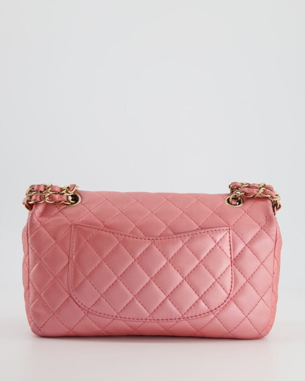 *LIMITED EDITION* Chanel Pink Metallic Single Flap Shoulder Bag in Lambskin Leather with Gold and Precious Stone Hardware Discount