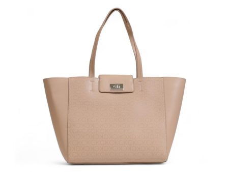 Calvin Klein  Saffiano Tote Tan Leather Bag Online now