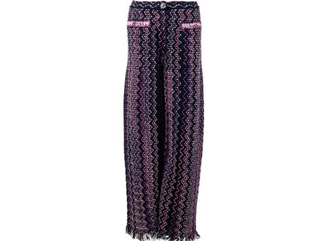 Chanel 21p Size 34 Pants Tweed Navy Blue Purple Pink Online Sale