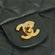 Chanel * 1989-1991 Green Lambskin Medium Classic Double Flap Shoulder Bag For Sale