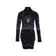 Chanel Size 38 20N Half Zip Dress Wool Polyamide Black White Navy Blue Online