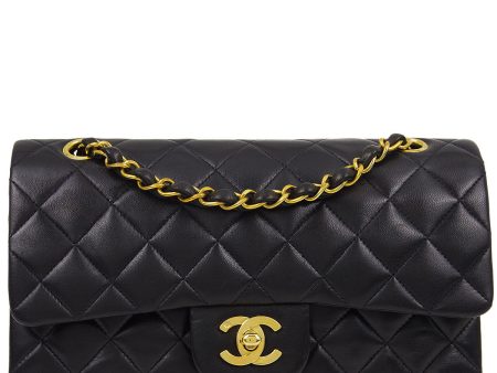 Chanel * 1994-1996 Black Lambskin Small Classic Double Flap Shoulder Bag Hot on Sale