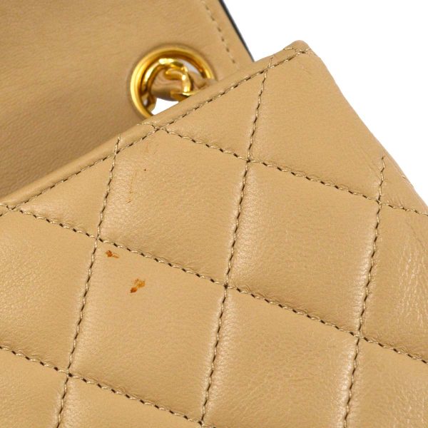 Chanel * 1989-1991 Beige Lambskin Mini Classic Square Flap Shoulder Bag 17 Supply